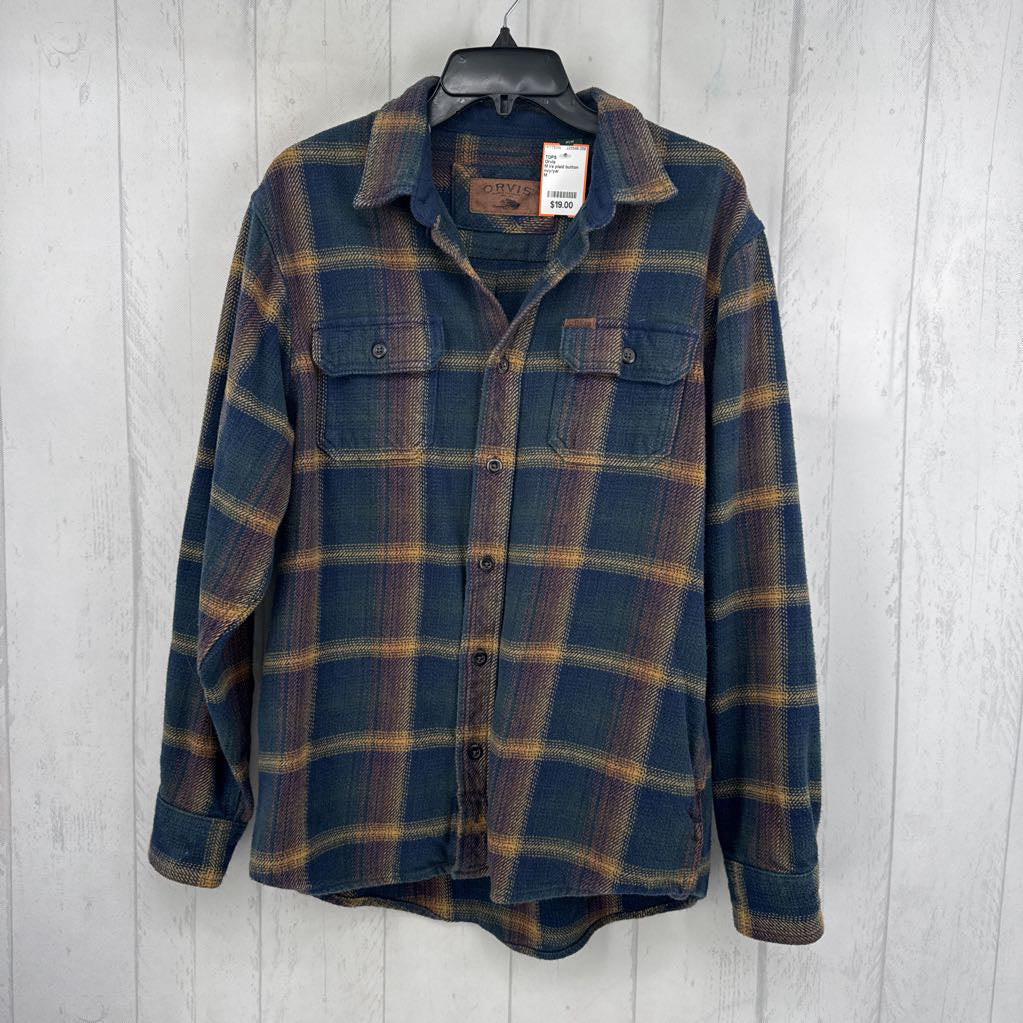 M l/s plaid button shacket