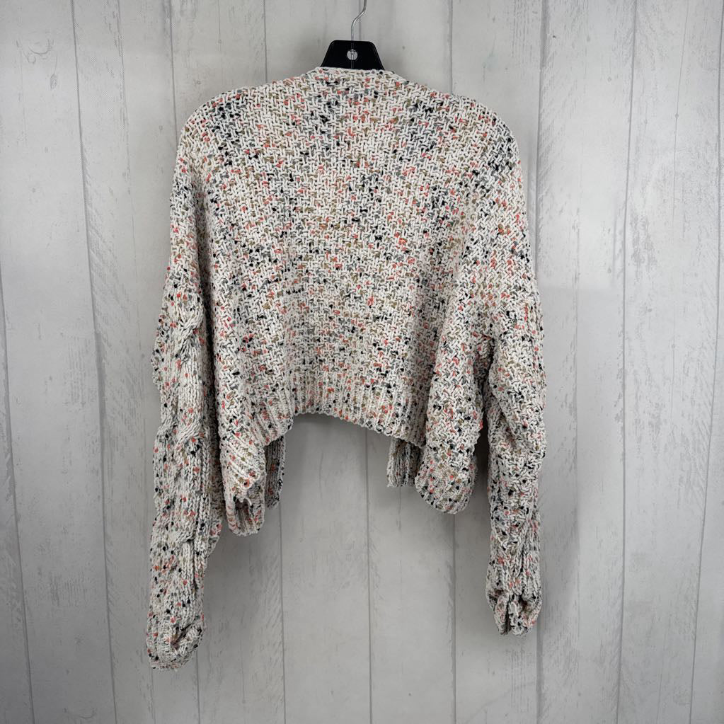 M l/s confetti cable knit open cardigan
