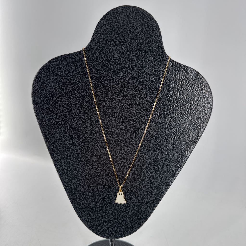 10" gold tone ghost pendant necklace