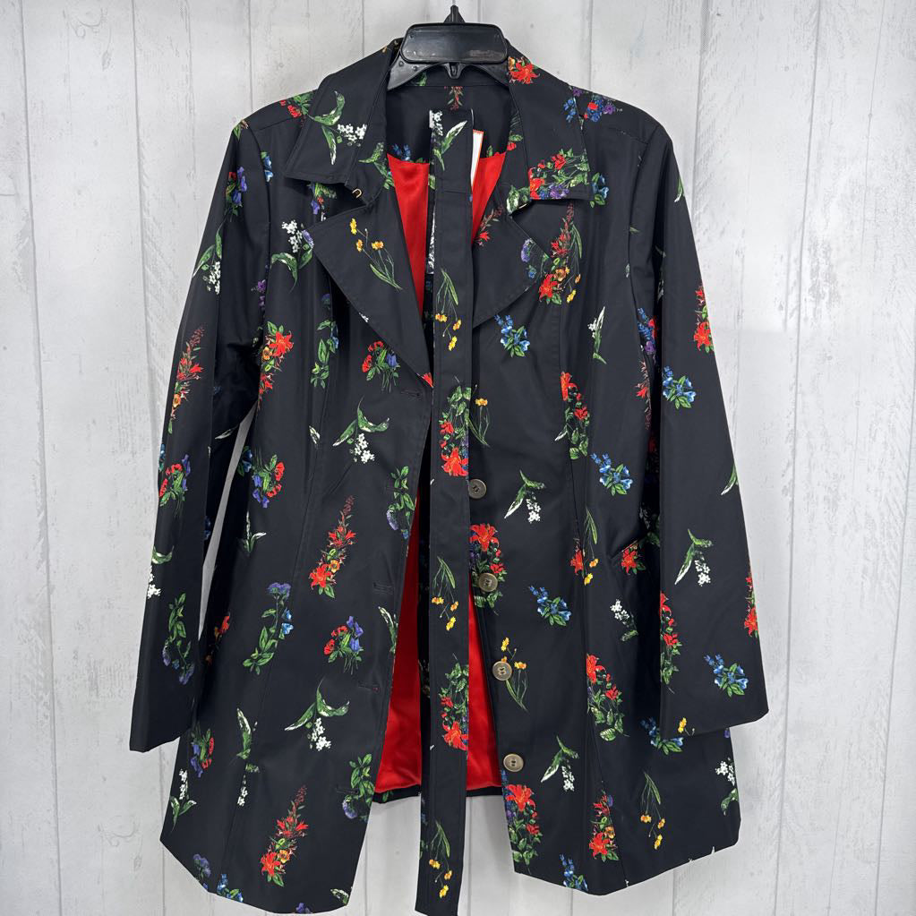 14 flo print nylon belted jacket