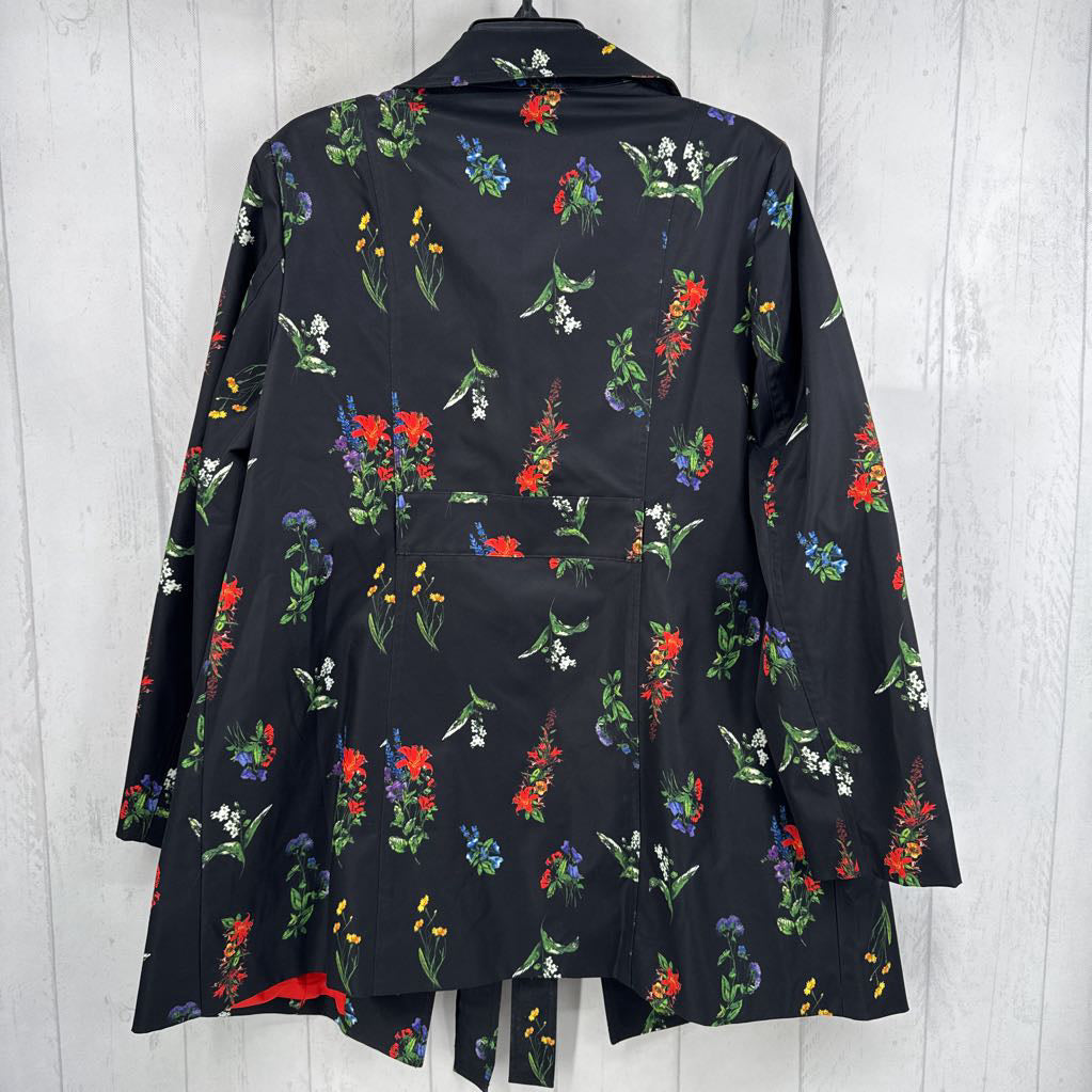 14 flo print nylon belted jacket