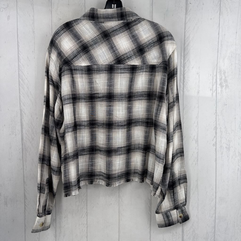 L plaid button down l/s top