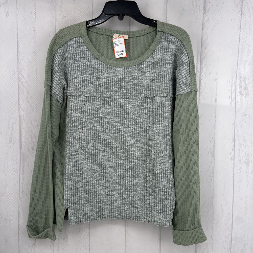 L ribbed marled l/s top