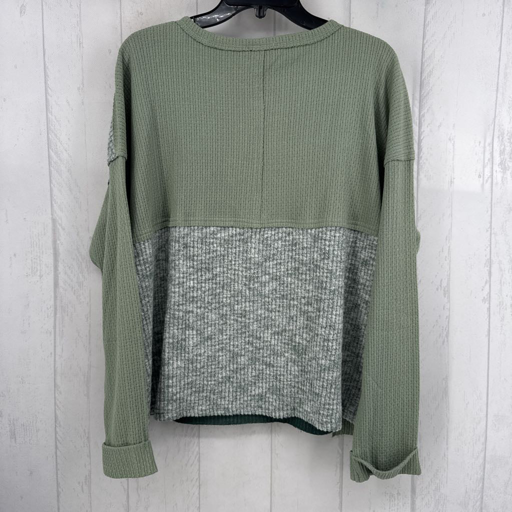 L ribbed marled l/s top