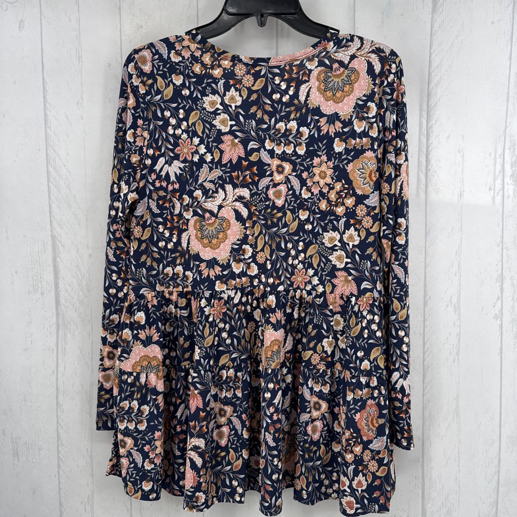 M flo print l/s babydoll top