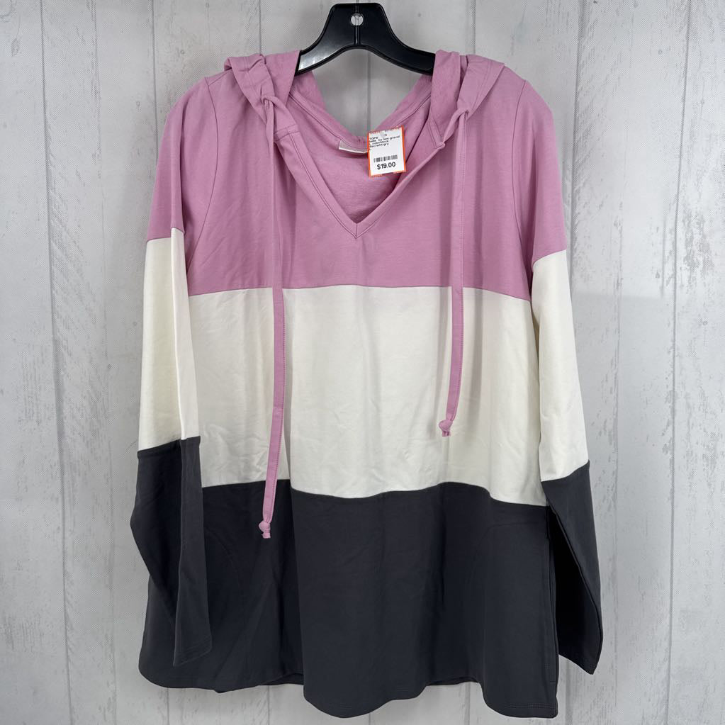 L colorblock hooded l/s tee