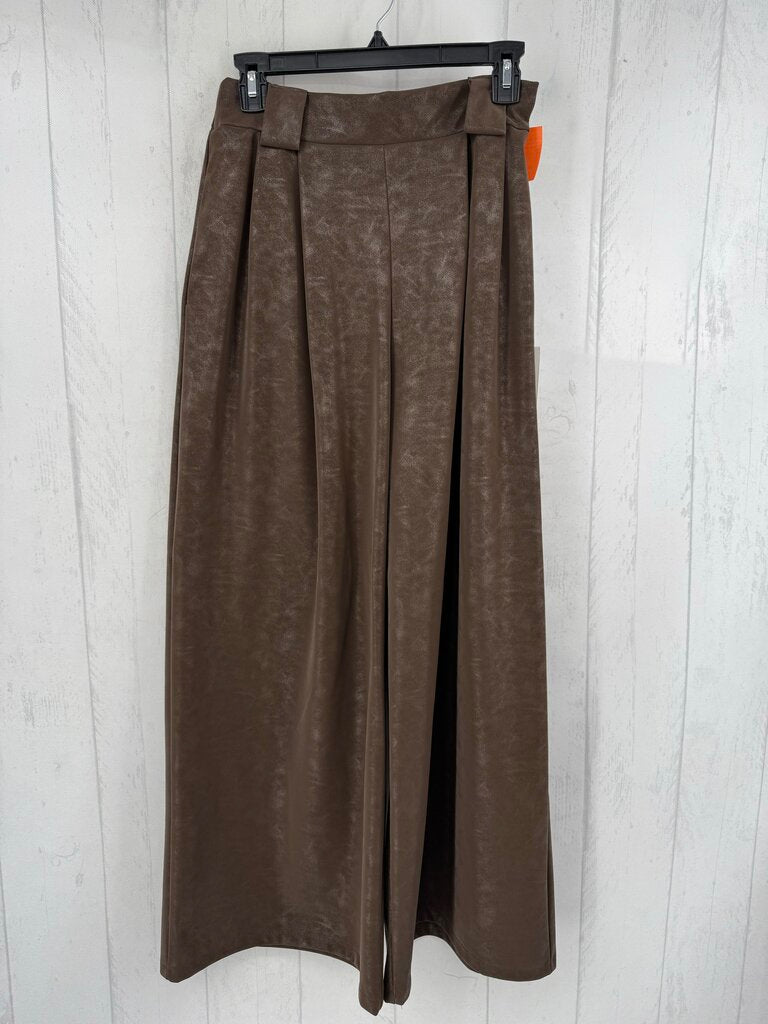 M faux leather wide leg pant