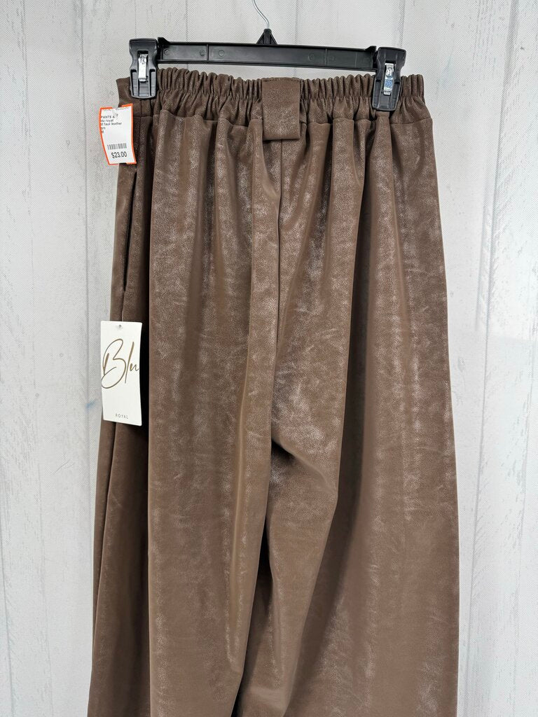 M faux leather wide leg pant