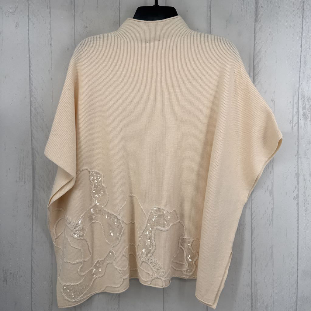 S/M rib knit flo embroidered poncho
