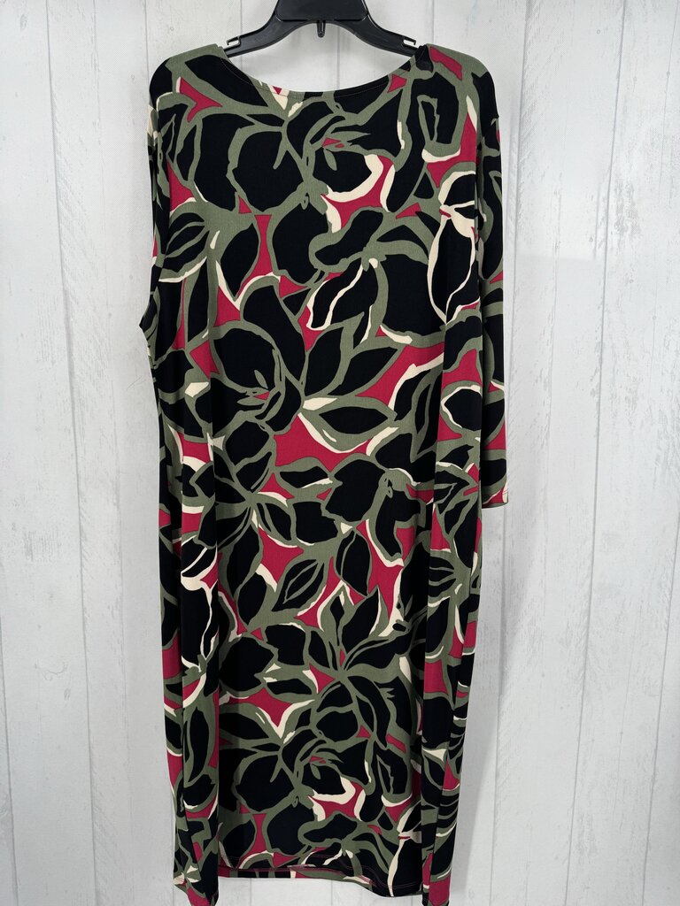 R109 1X flo print 3/4 slv jersey knit dress