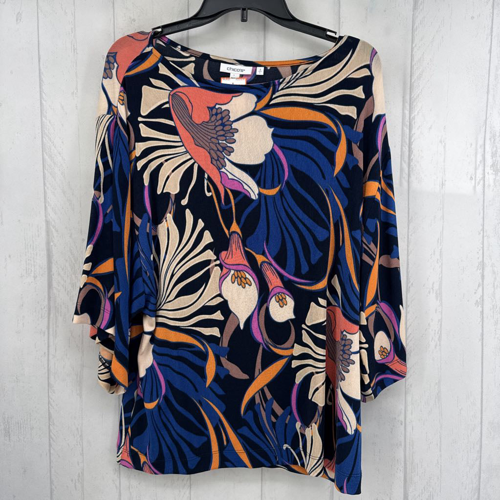 L flo print drop shoulder top