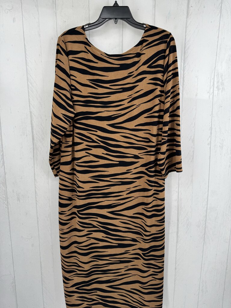 XL zebra stripe 3/4 slv jersey knit dress