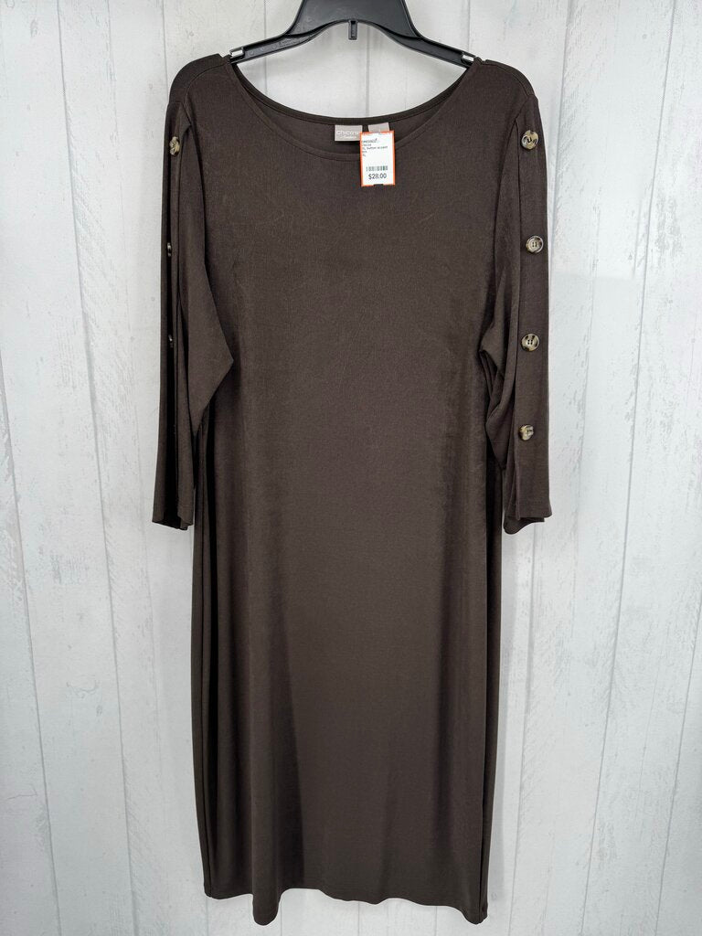 XL button accent 3/4 slv jersey knit dress