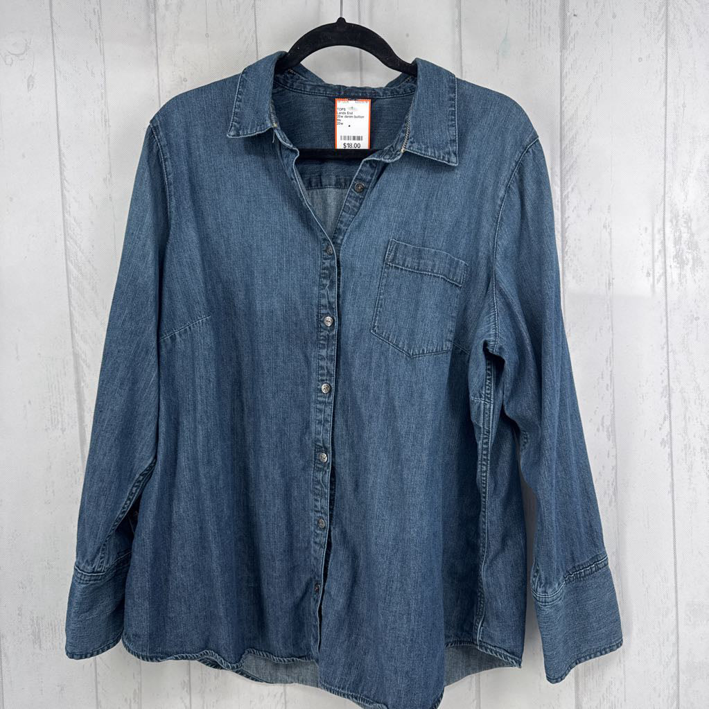 20w denim button down l/s top
