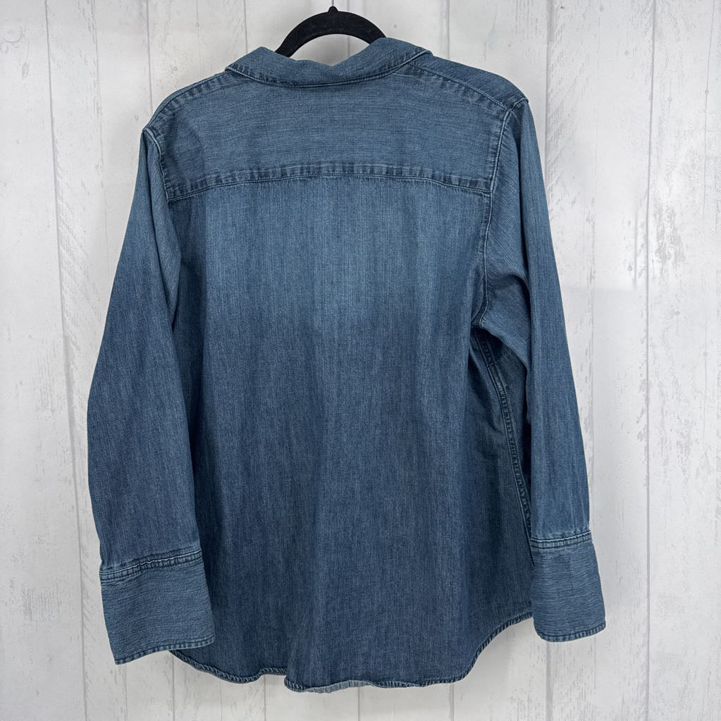 20w denim button down l/s top