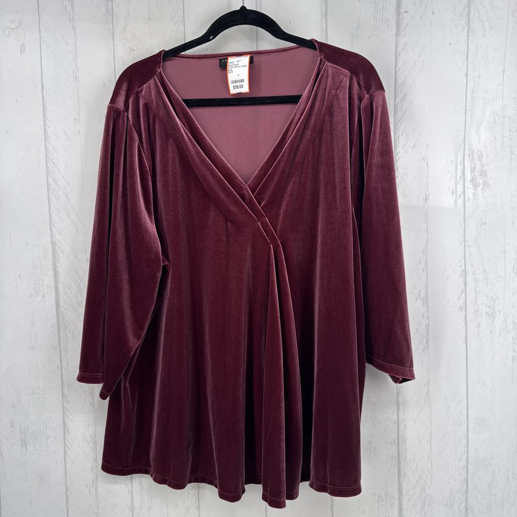 22/24 velvet v-neck 3/4 slv top
