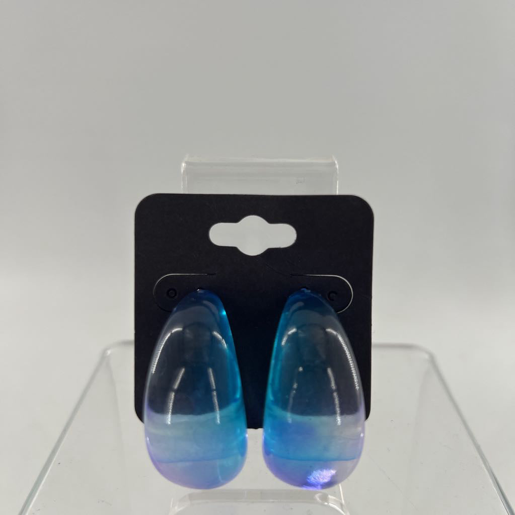 blue ombre acrylic half hoop earrings