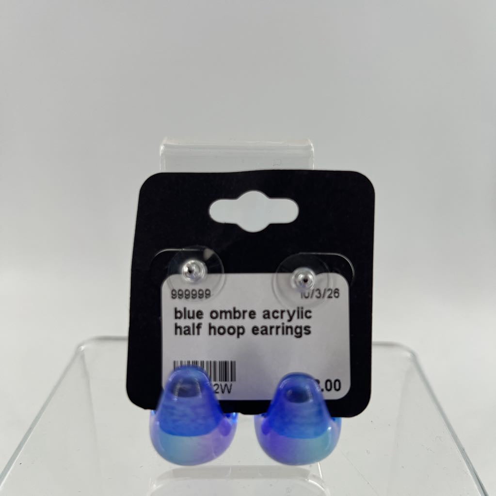 blue ombre acrylic half hoop earrings