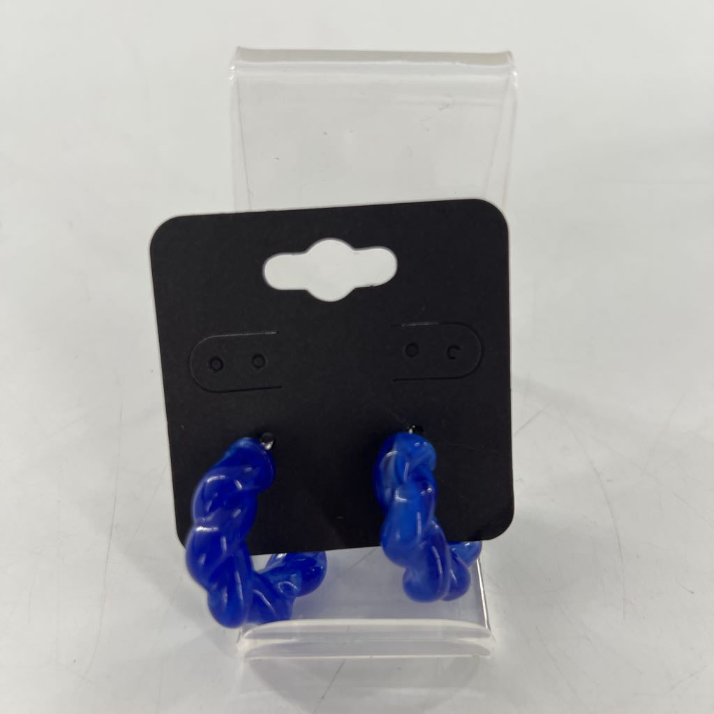 blue twist hoop earrings