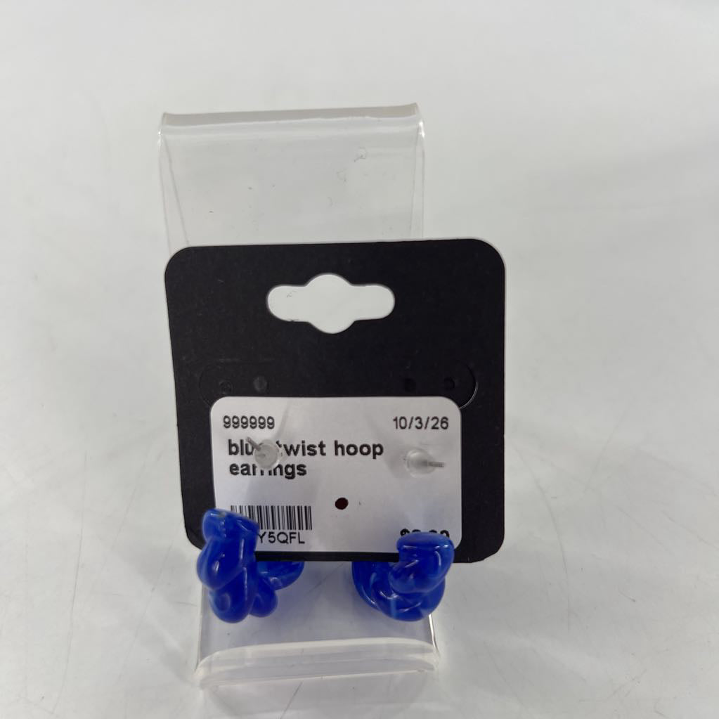 blue twist hoop earrings