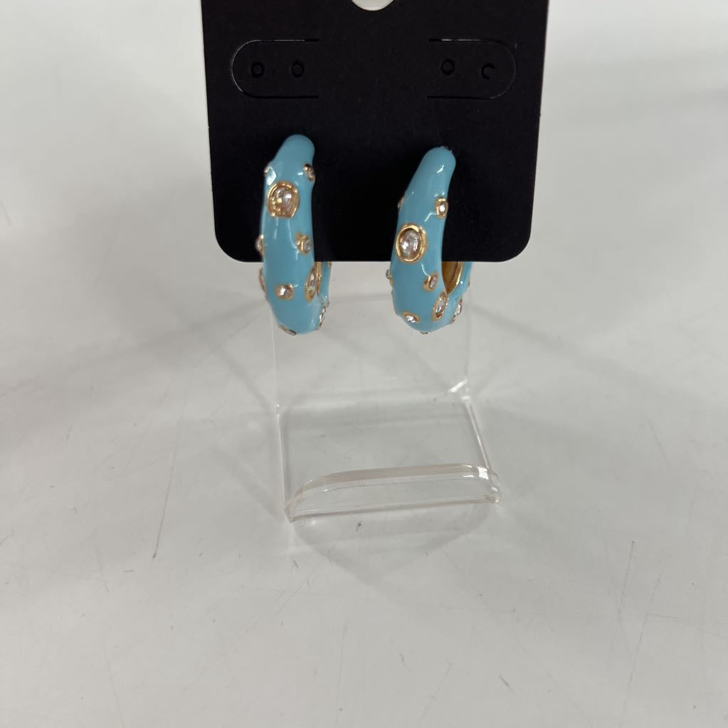 aqua & gold hoop earrings