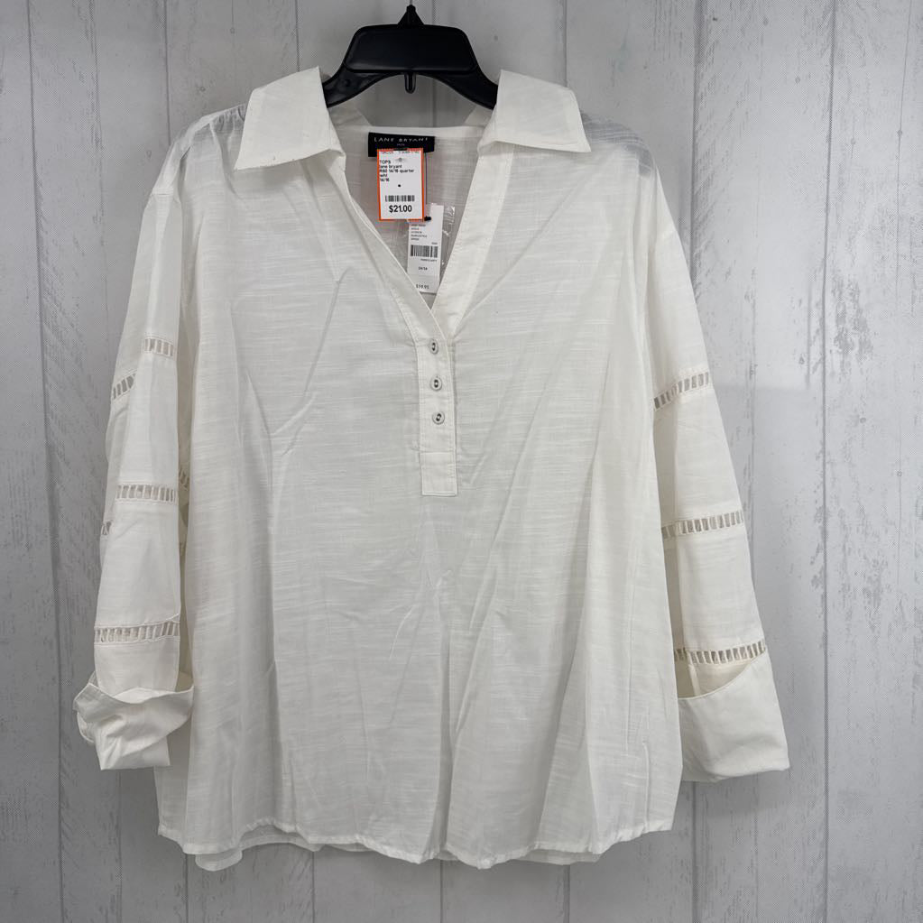 R60 14/16 quarter button don ric-rac l/s top