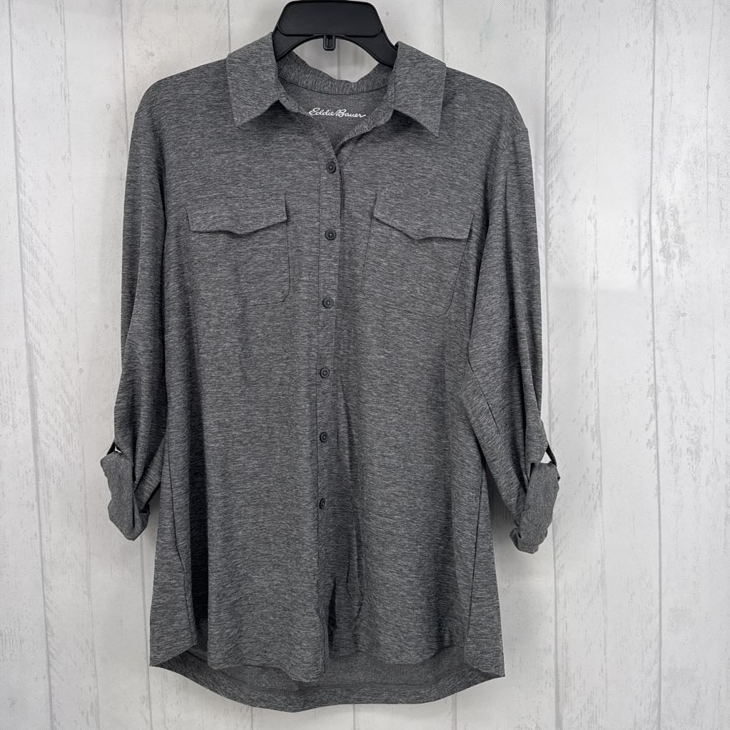 R60 L marled button down tab slv top