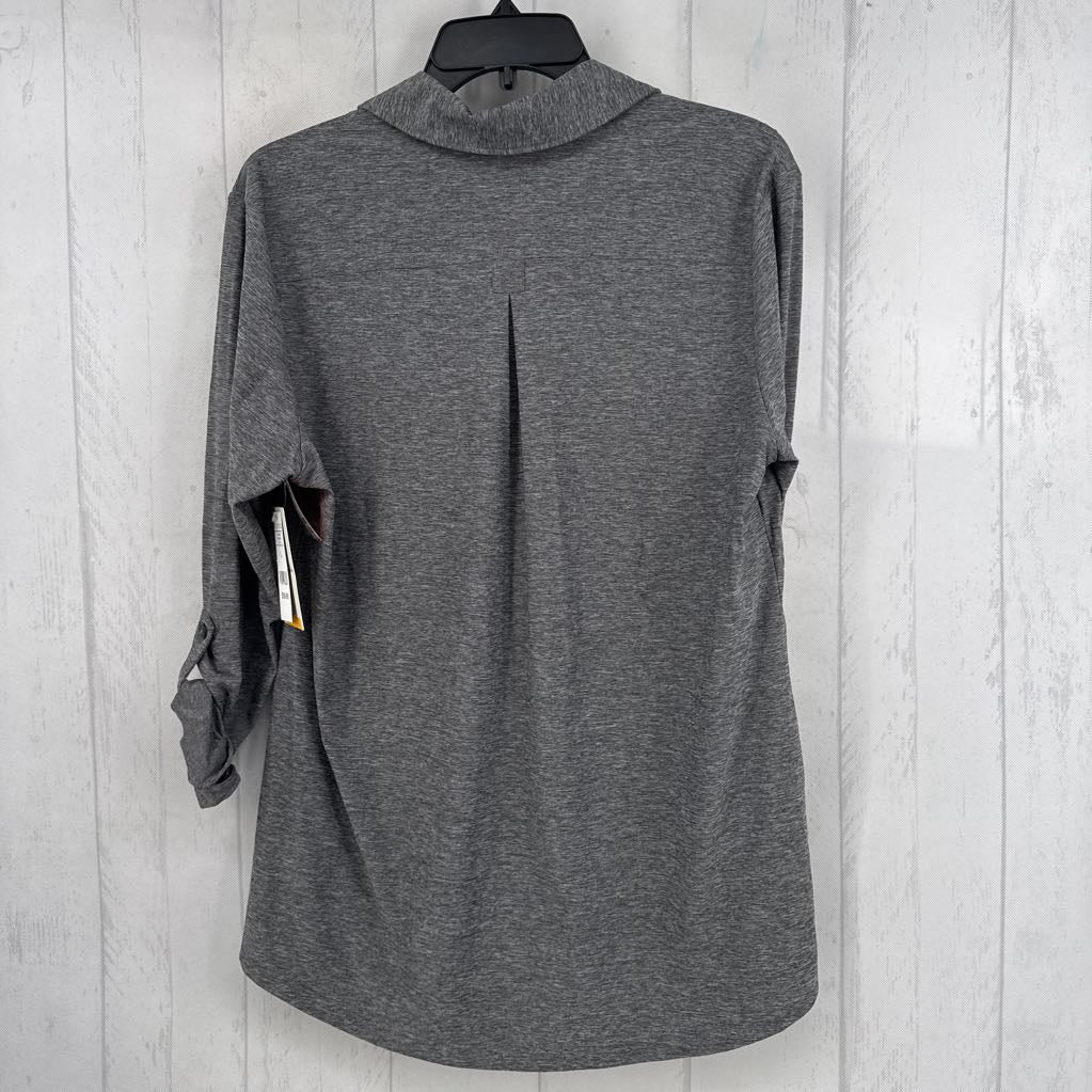 R60 L marled button down tab slv top