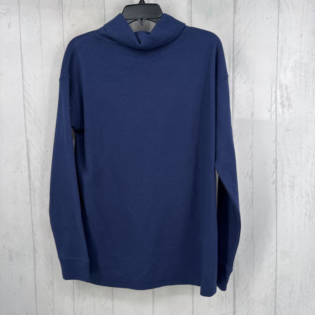 M waffle knit funnel neck l/s top