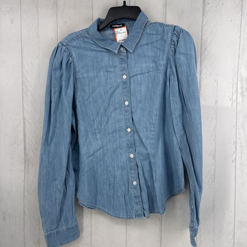 R78 L denim button down l/s top