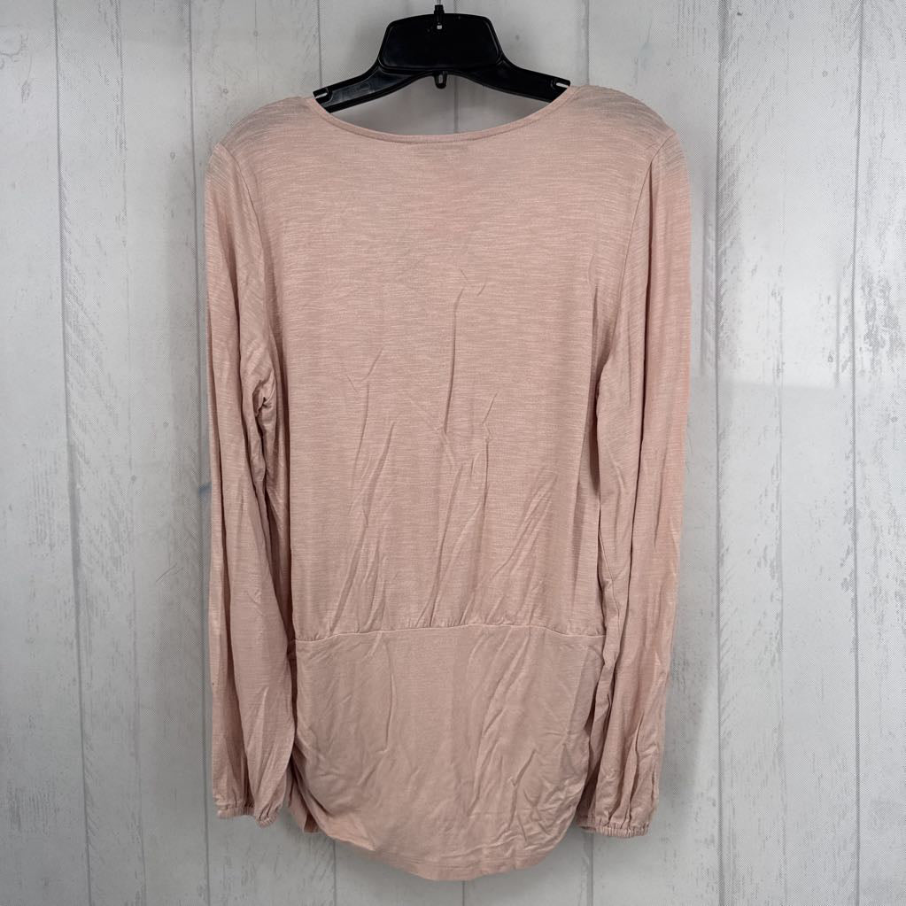 R40 S shimmery v-neck gathered l/s top
