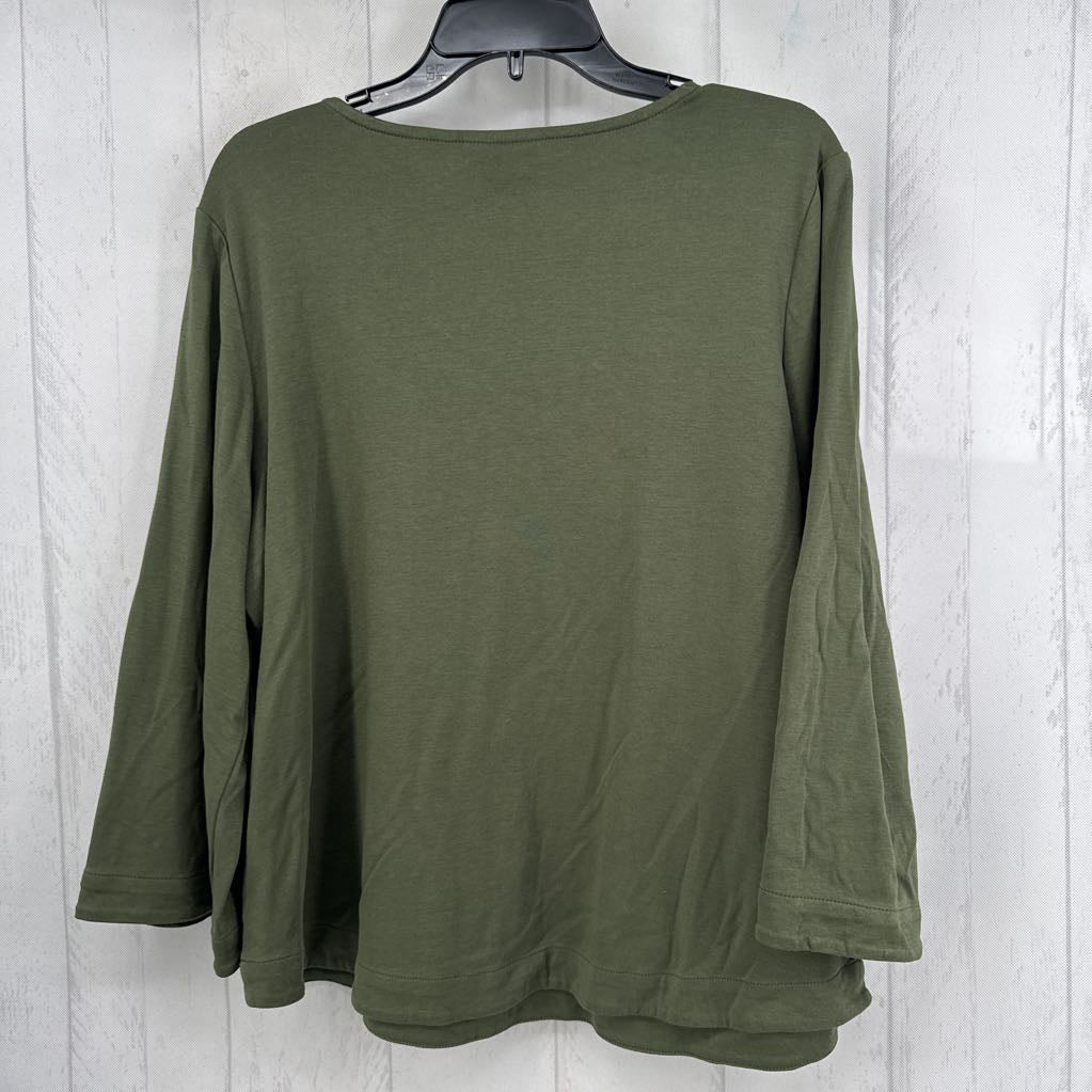 XL lace accent 3/4 slv top