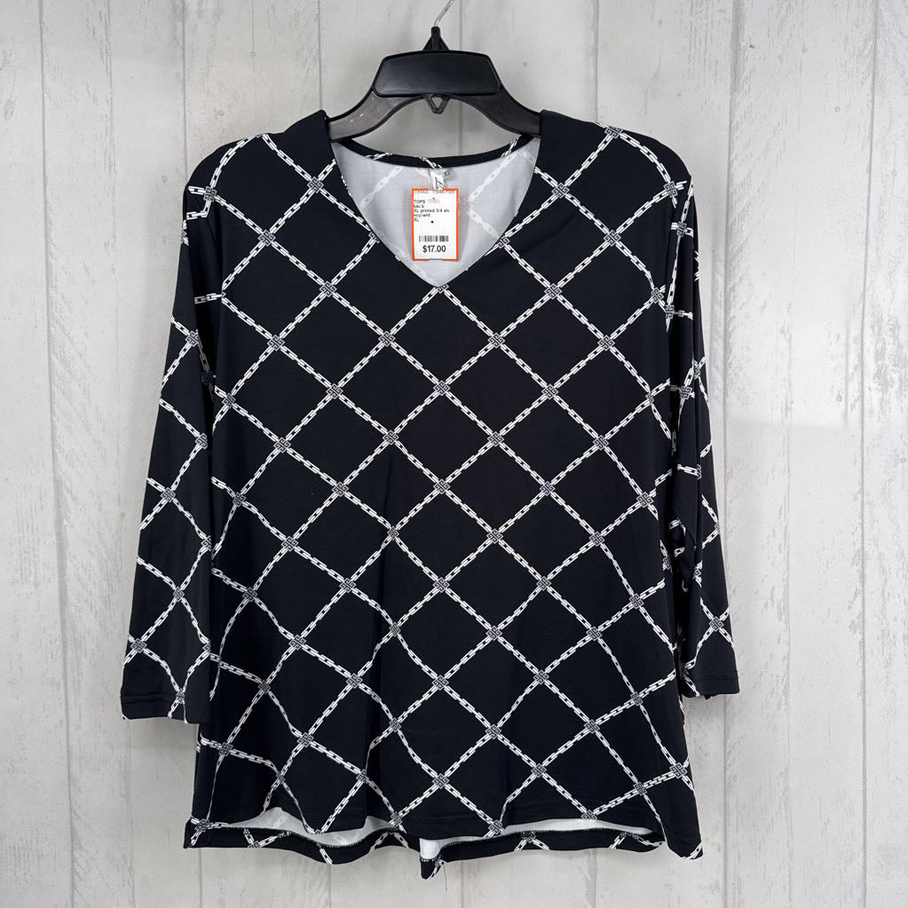 XL printed 3/4 slv top