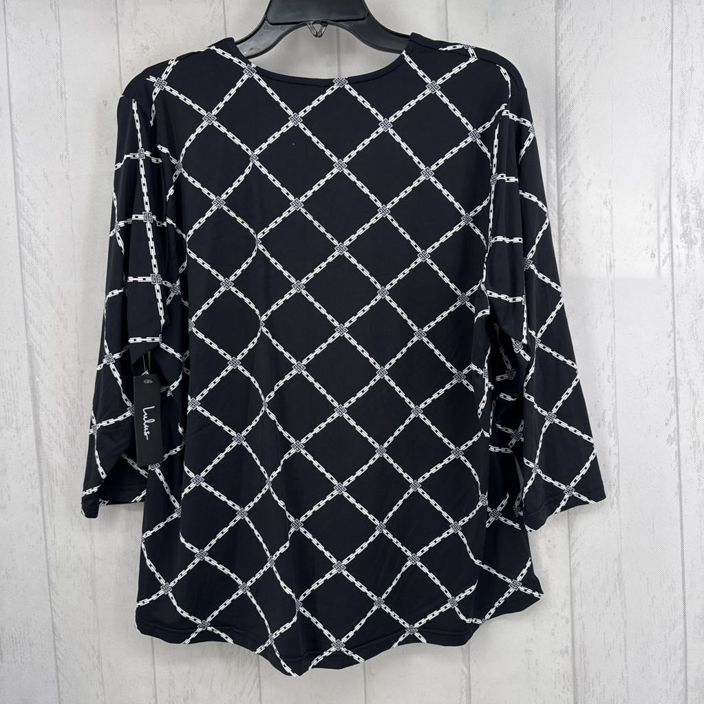XL printed 3/4 slv top