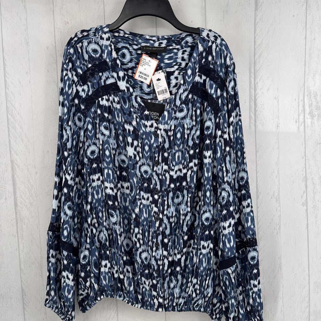 14/16 ikat print button down l/s top