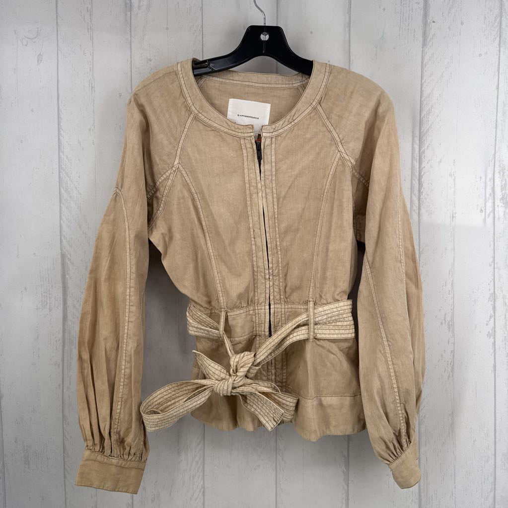 R118 S zip-up belted twill jacket