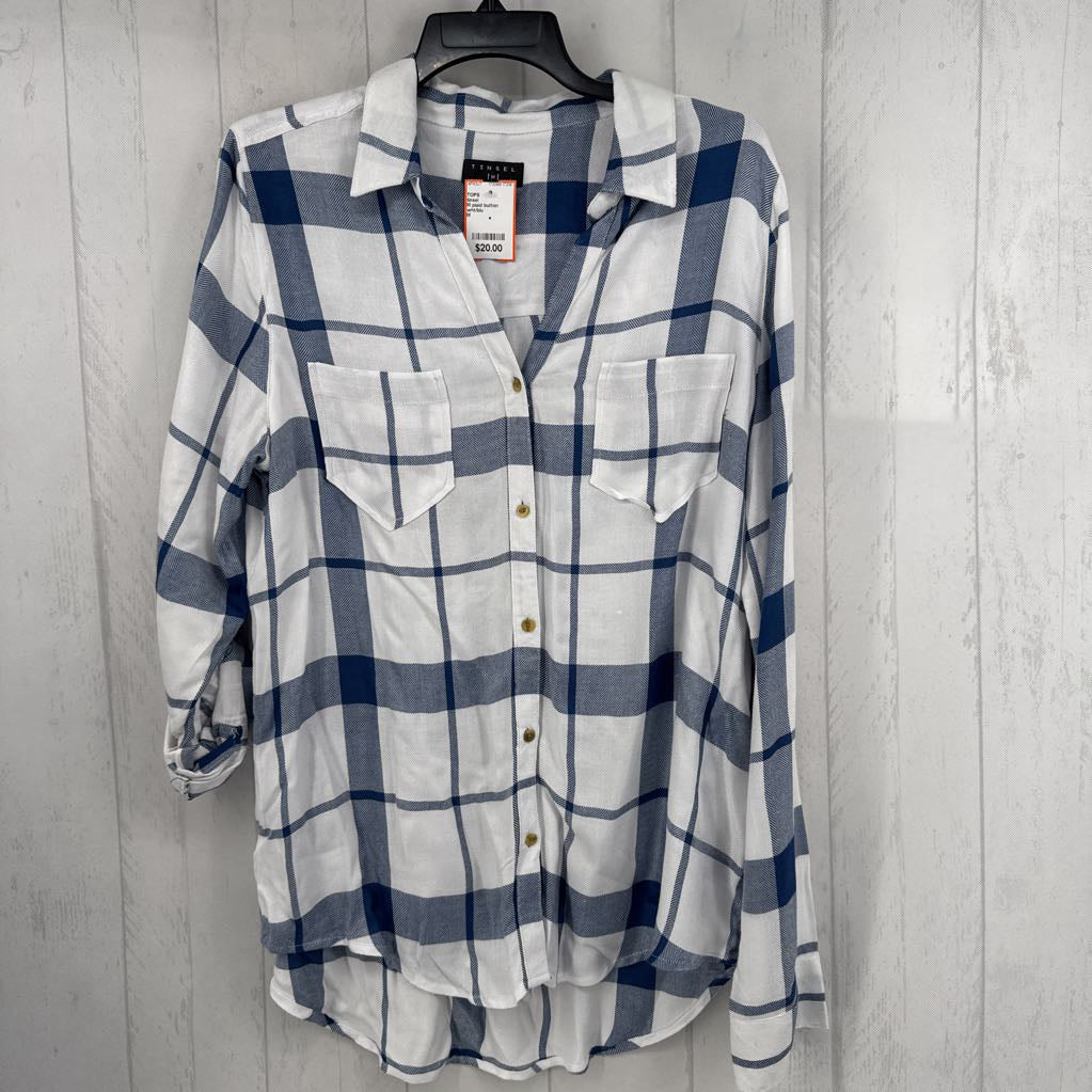 M plaid button down l/s top