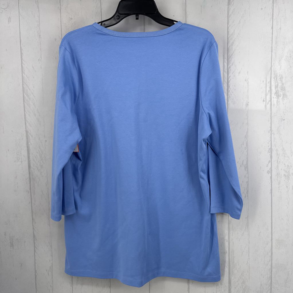 XL split neck 3/4 slv tee