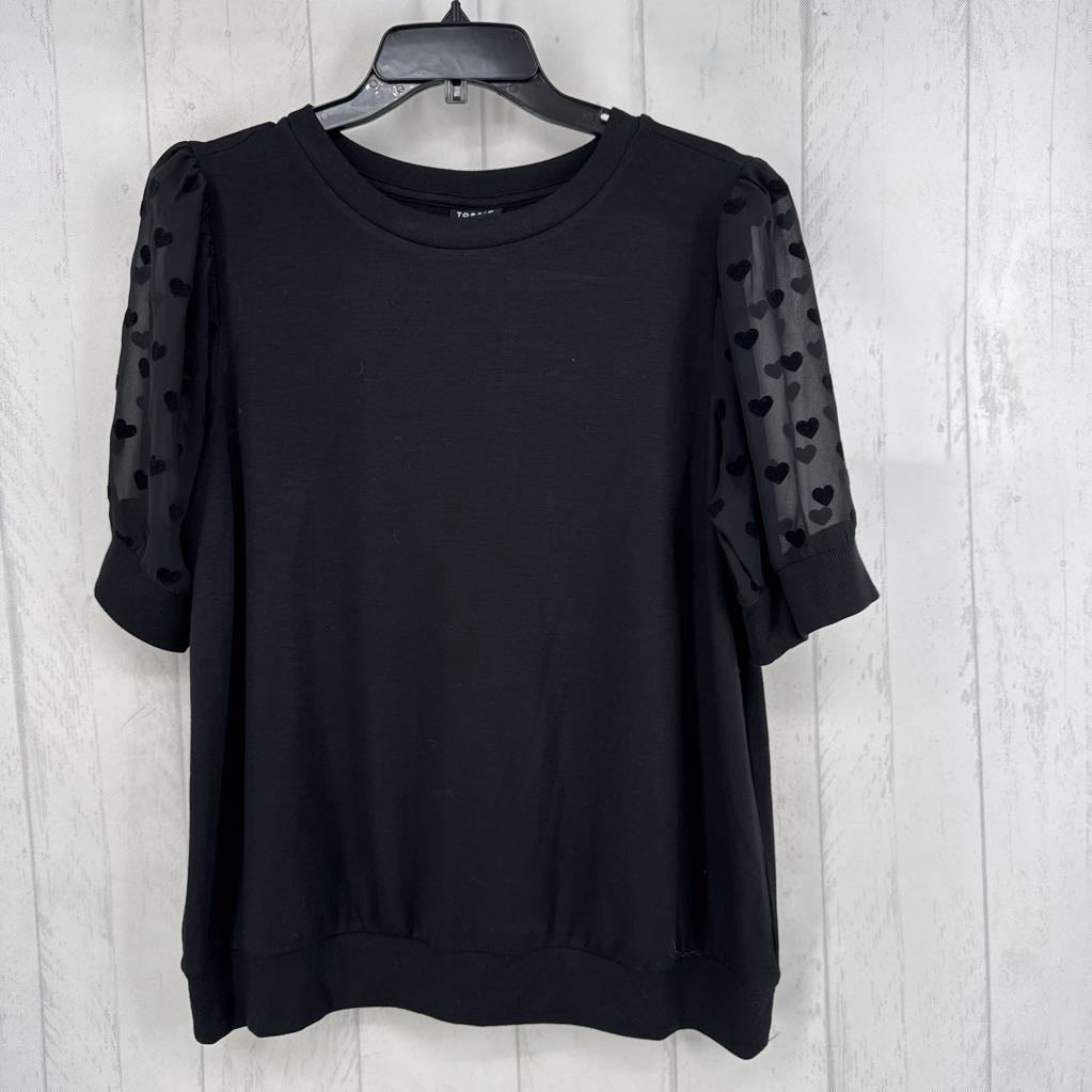 R46 L sheer heart print slv s/s top