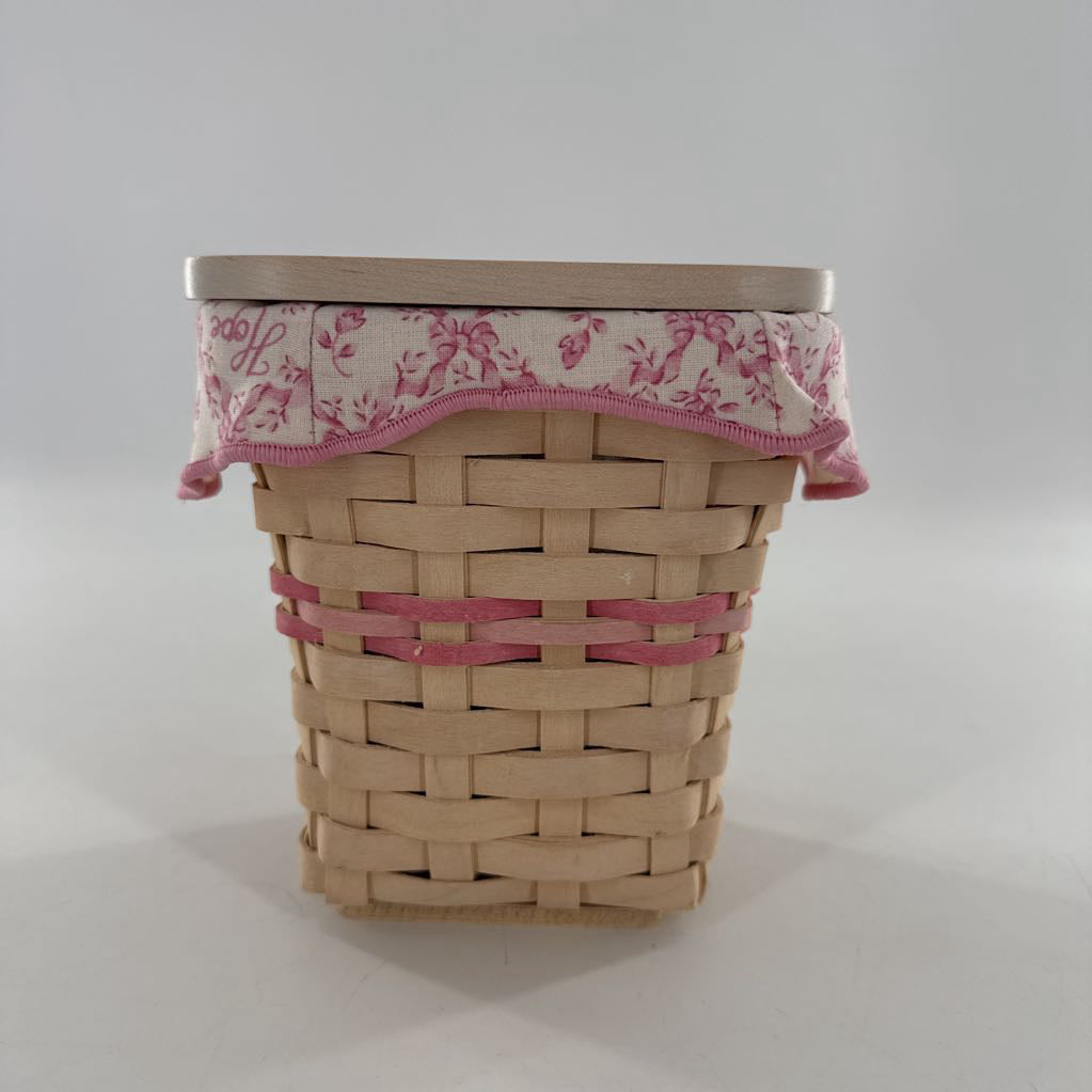silver floral charm longaberger basket w/ floral liner & lid