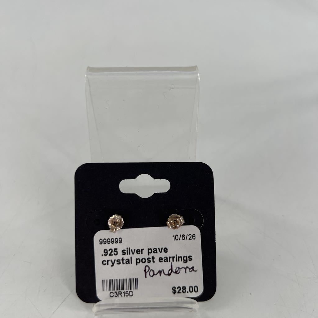.925 silver pave crystal post earrings