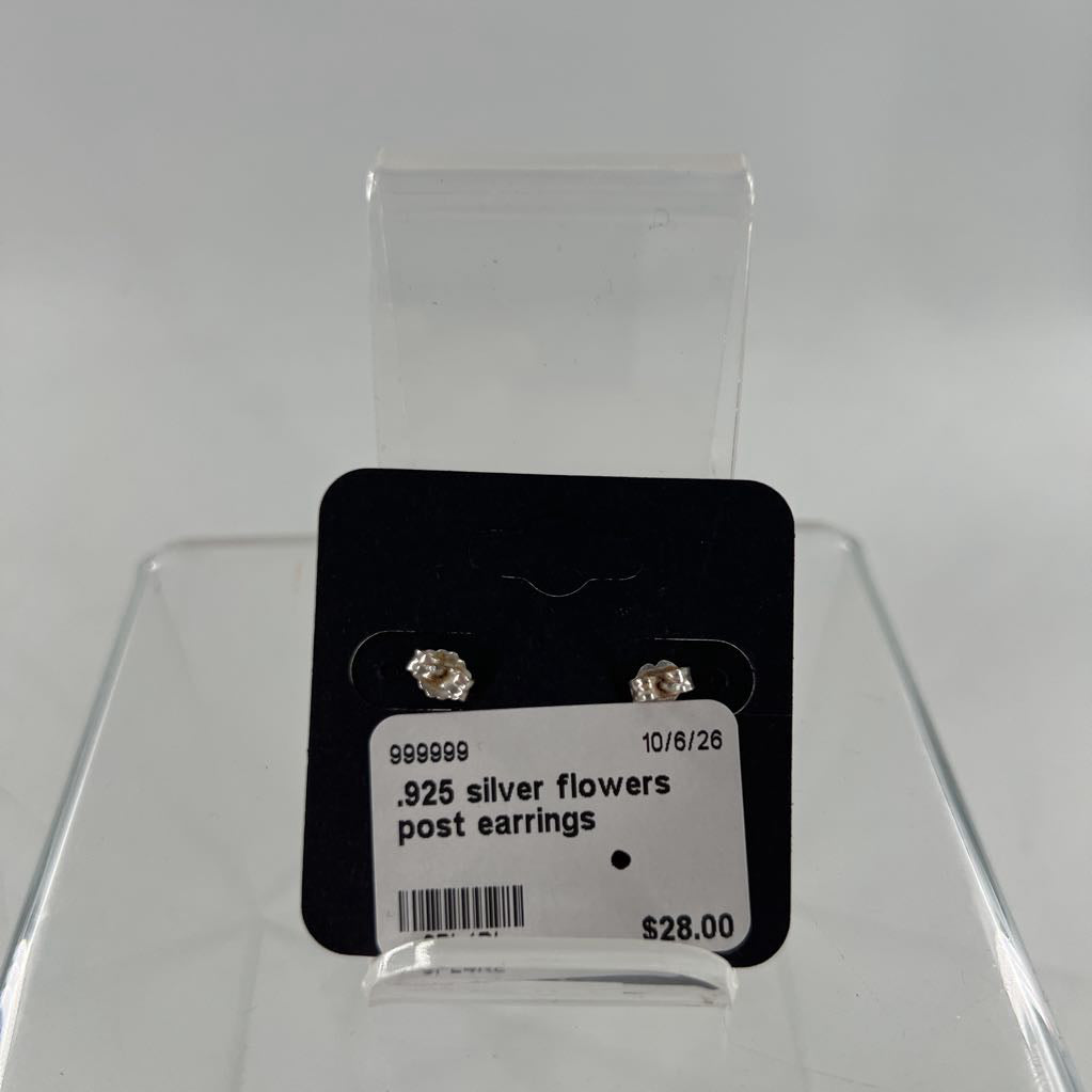 .925 silver flowers post earrings