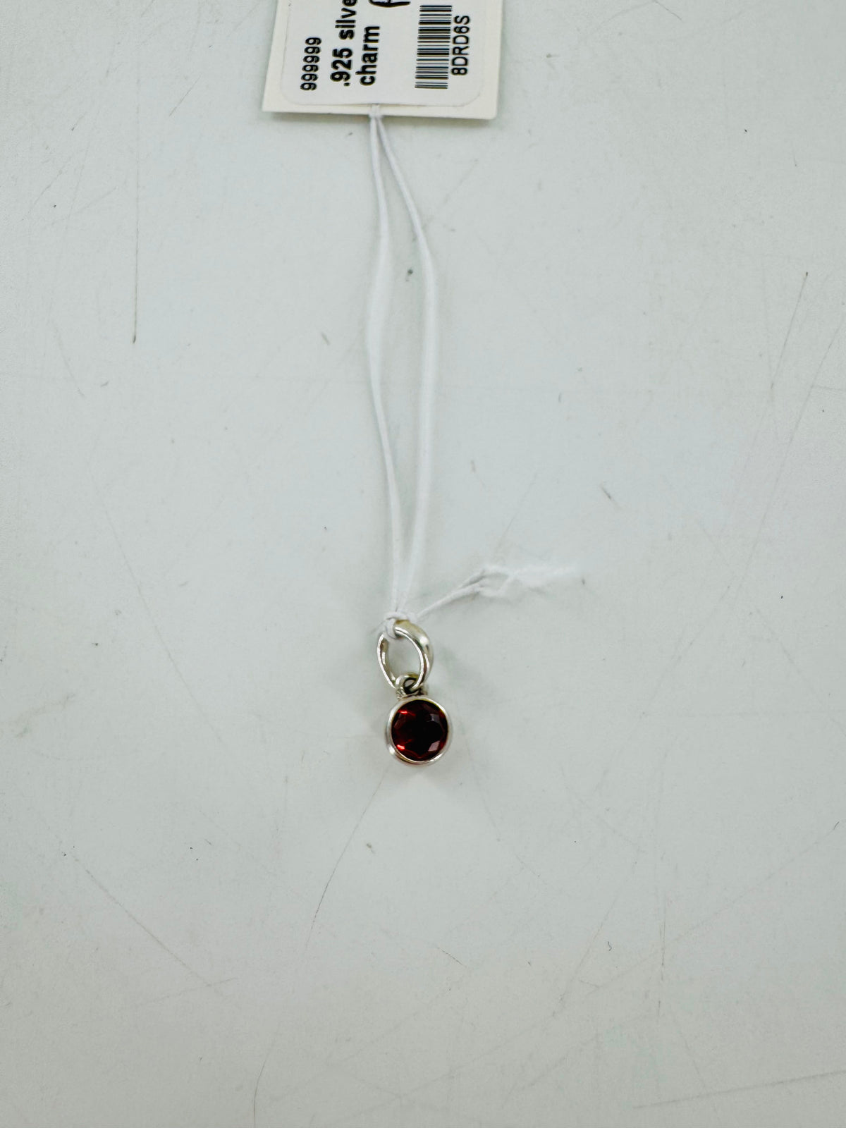 .925 silver red stone charm
