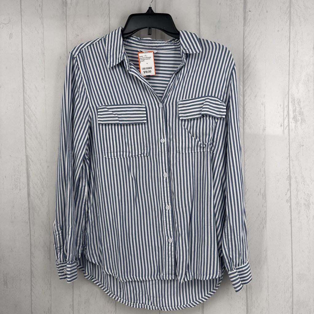 M striped button down l/s top