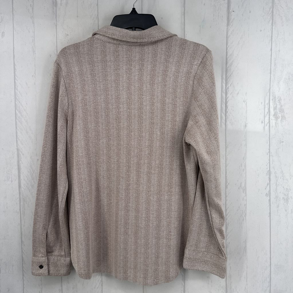 M chevron stripe button down l/s top