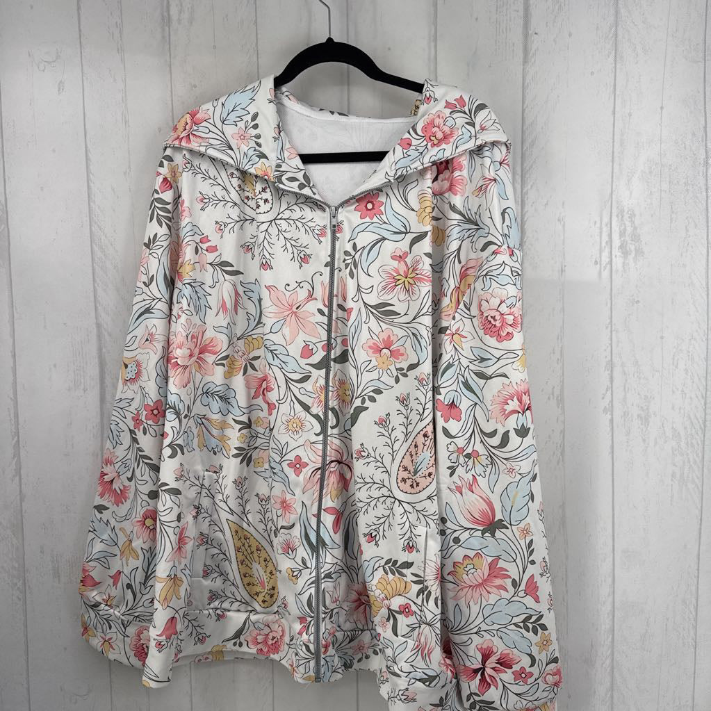 3XL flo print zip-up hoodie