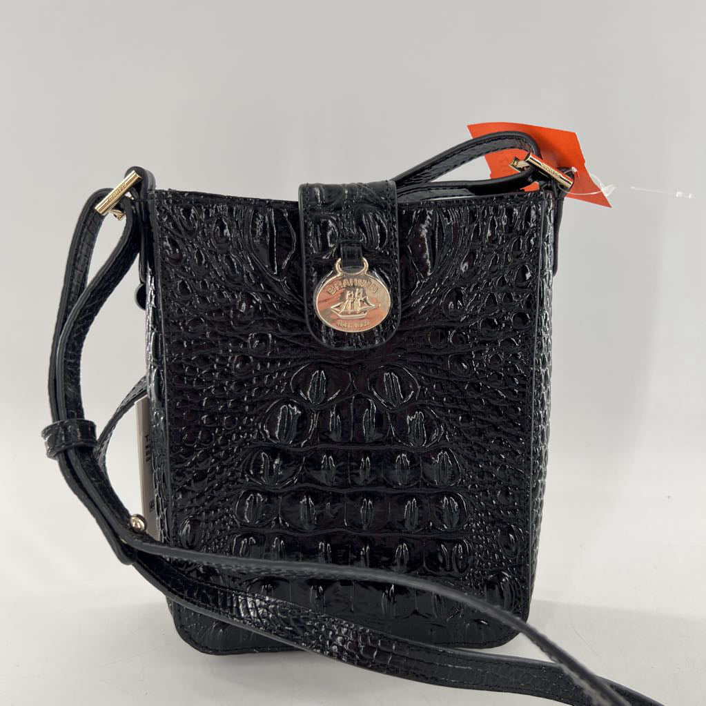 R145 compact structured croc-embossed mini crossbody