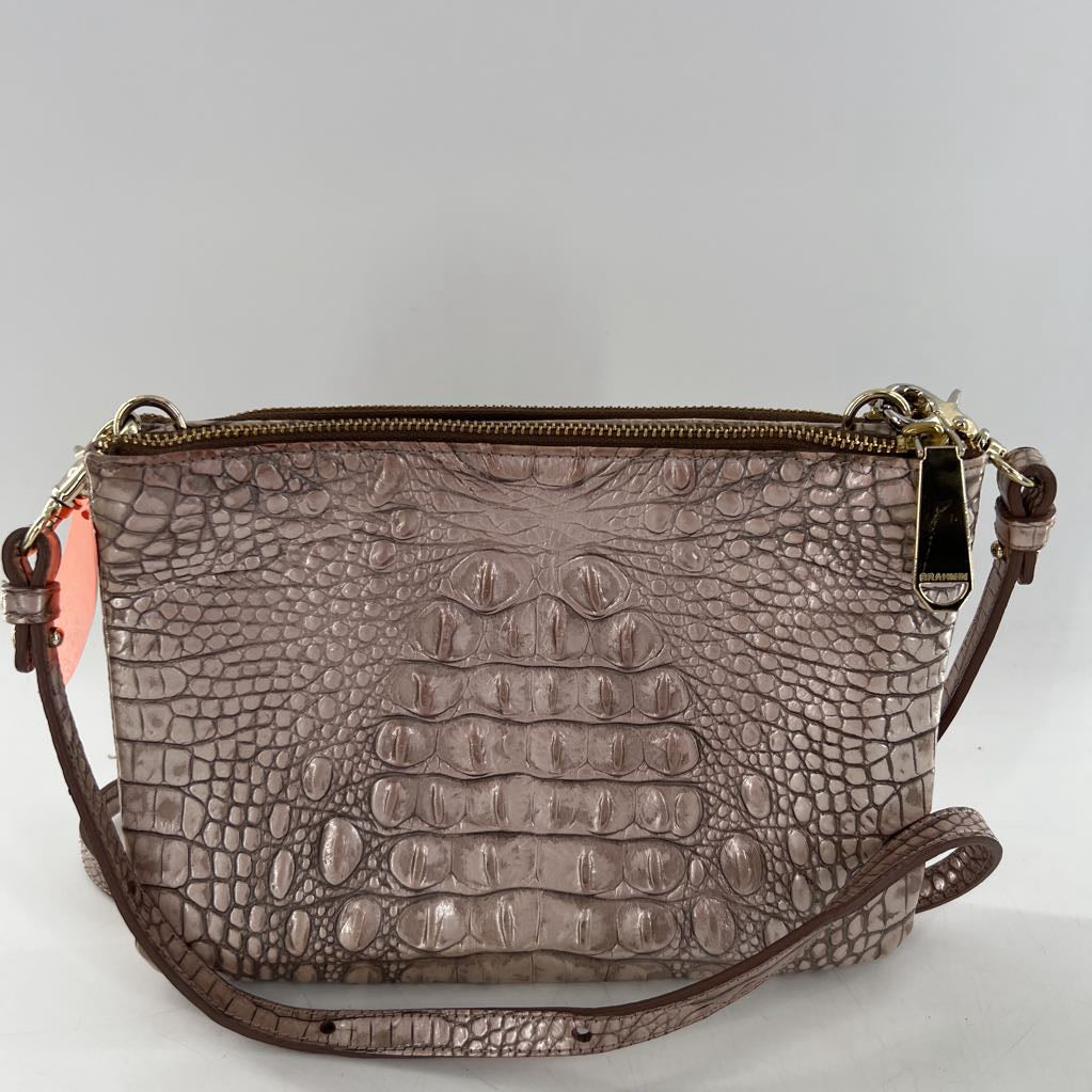 double zip croc-embossed crossbody