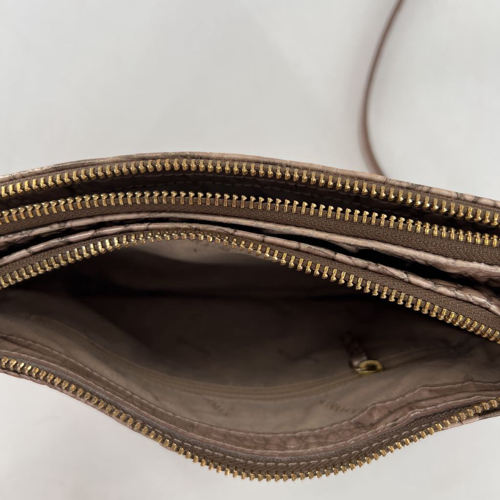 double zip croc-embossed crossbody