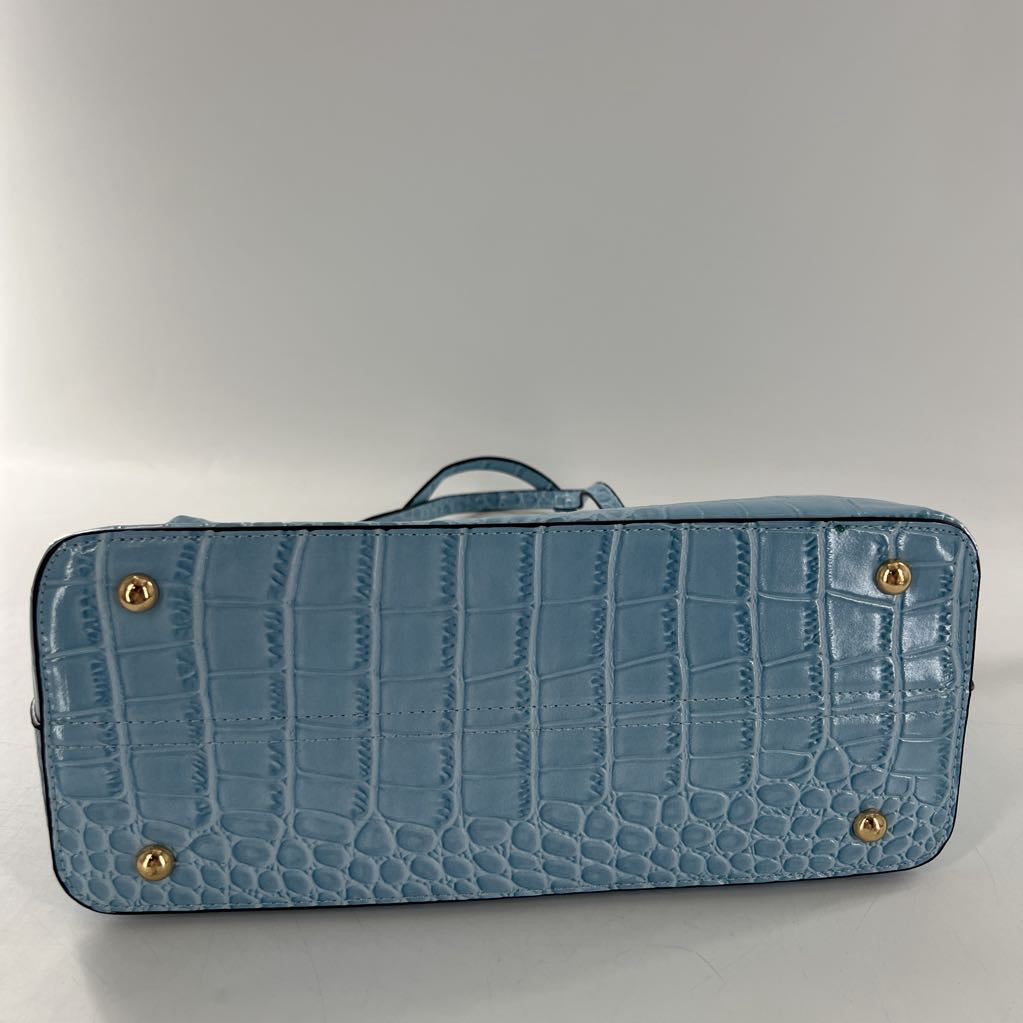 faux croc-embossed dual handle satchel